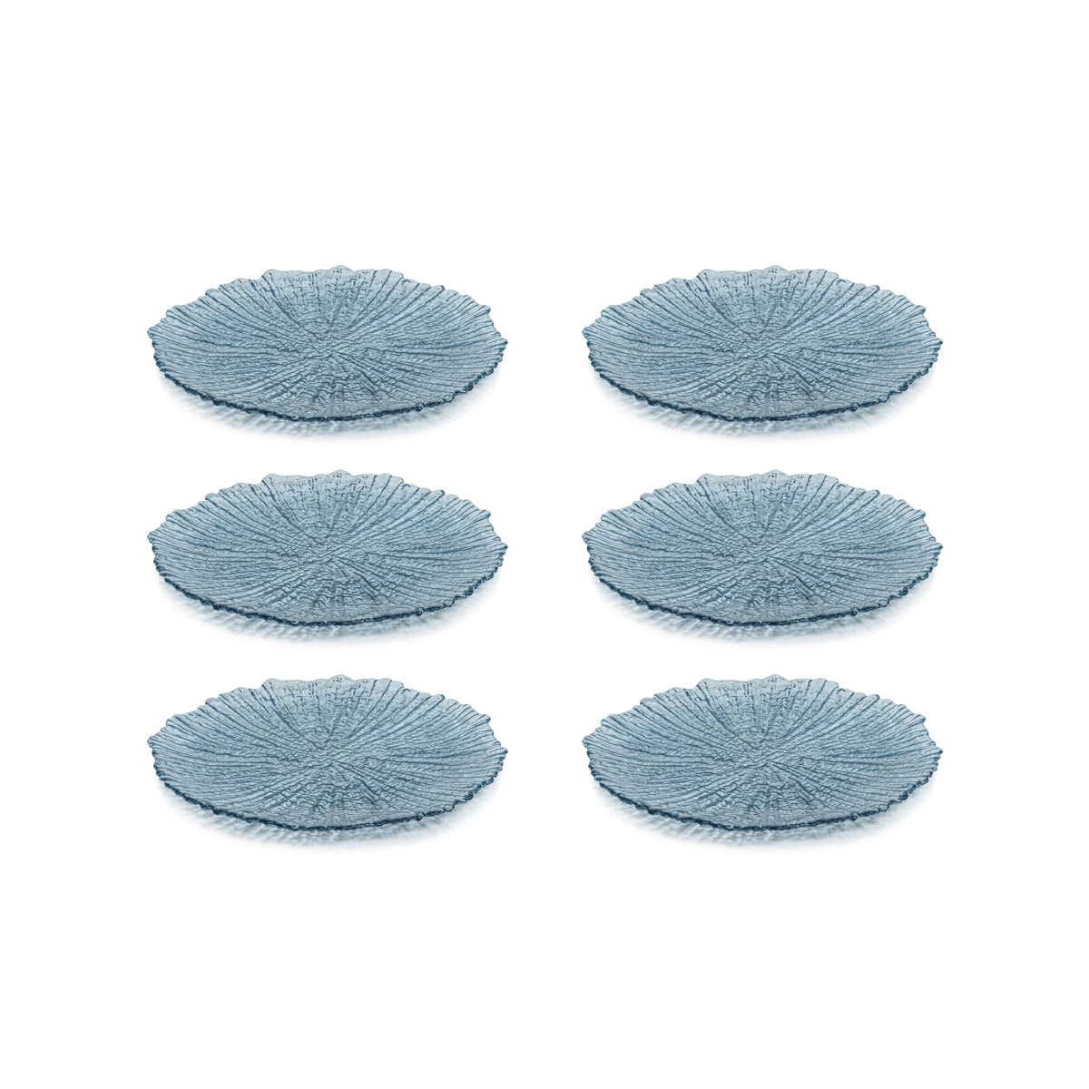 Icy Sapphire Glass Salad Plates, Set of 6 - Plate View | Bone & Brass