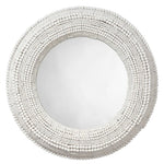 White Wood Beaded Mirror