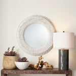 White Wood Beaded Mirror