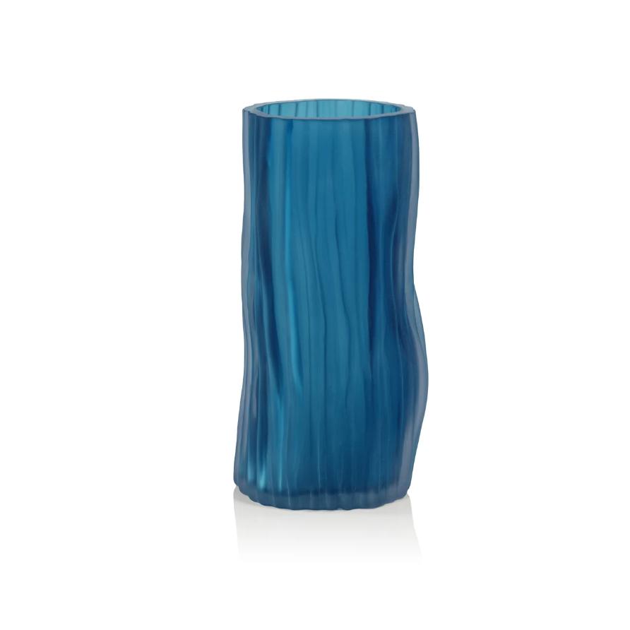 Indigo Blue Glass Vase - Vase Side View | Bone & Brass