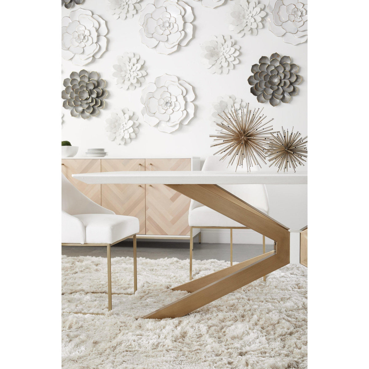 Irene Ivory Concrete Rectangle Dining Table