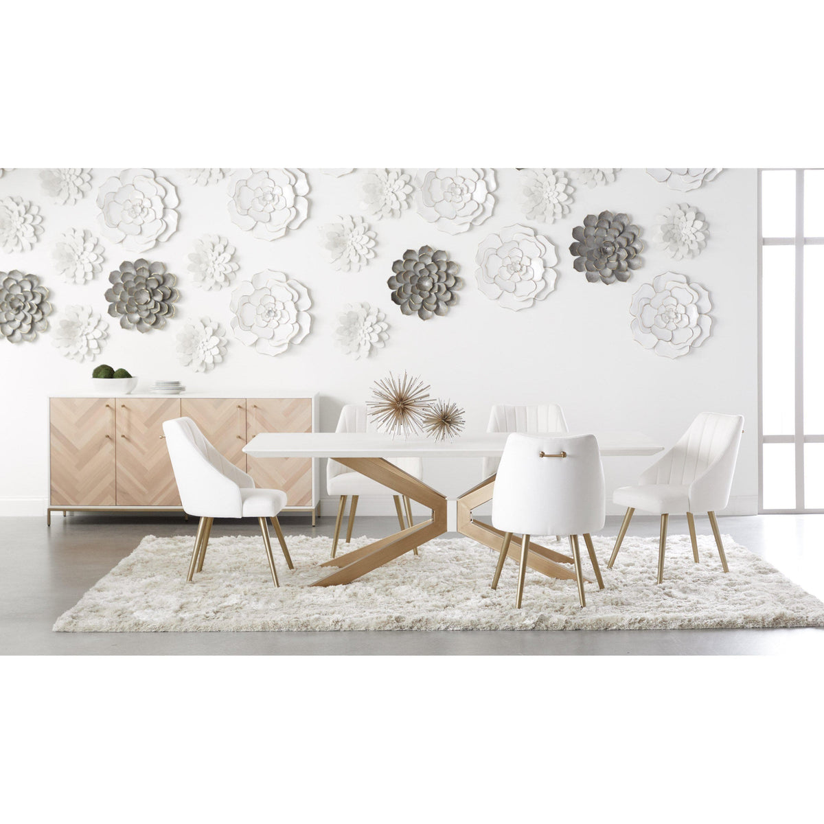 Irene Ivory Concrete Rectangle Dining Table