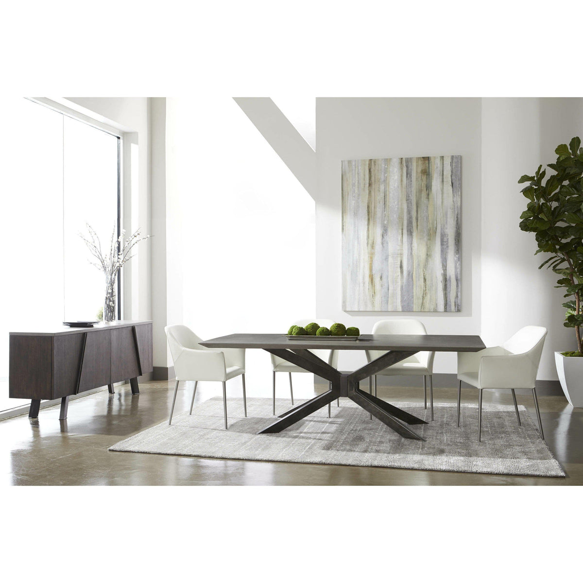 Irene Gray Concrete Rectangle Dining Table - Table Side View | Bone & Brass
