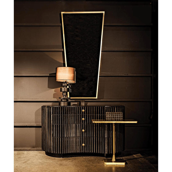 Irene Curved Fluted Hand Rubbed Black Dresser - Dresser Side View | Bone & Brass