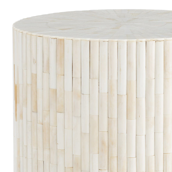 Isabelle Bone Side Table with fluted bone details and natural textures.