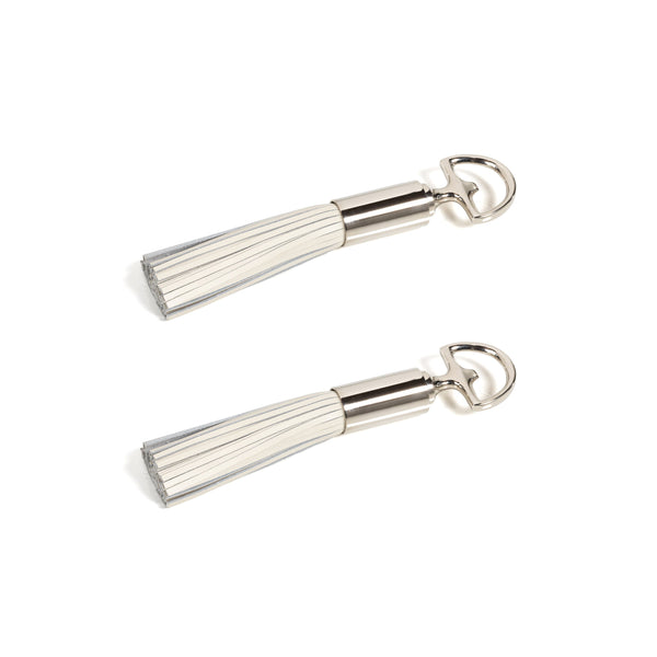 Ivory Leather Tassel Nickel Bottle Openers, Set 2 - Bar Set Detail | Bone & Brass
