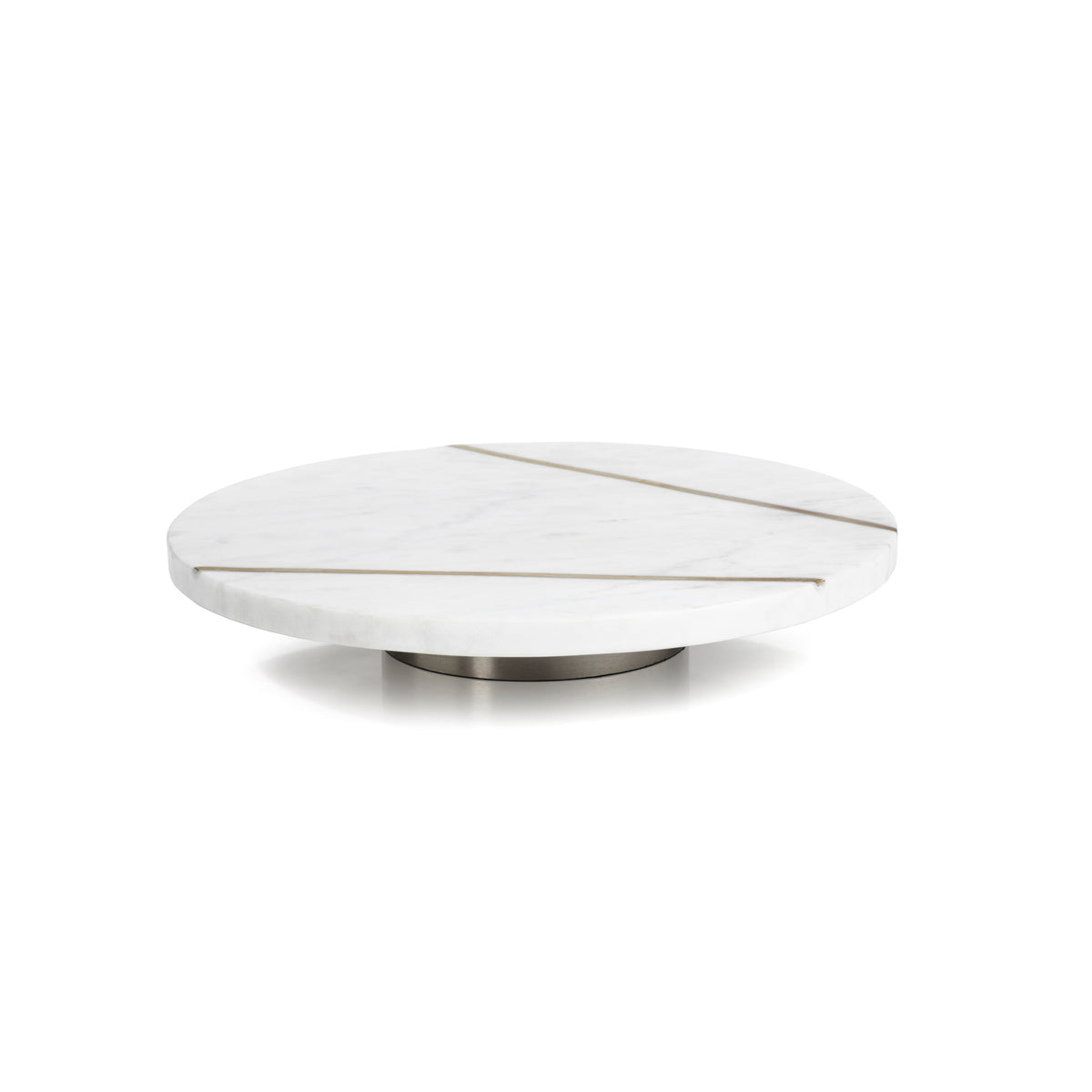 Ivory Marble Lazy Susan w/ Brass Inlay - Lazy Susan Top View | Bone & Brass