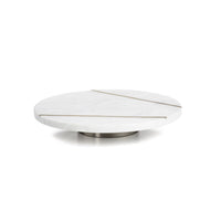 Ivory Marble Lazy Susan w/ Brass Inlay - Lazy Susan Top View | Bone & Brass