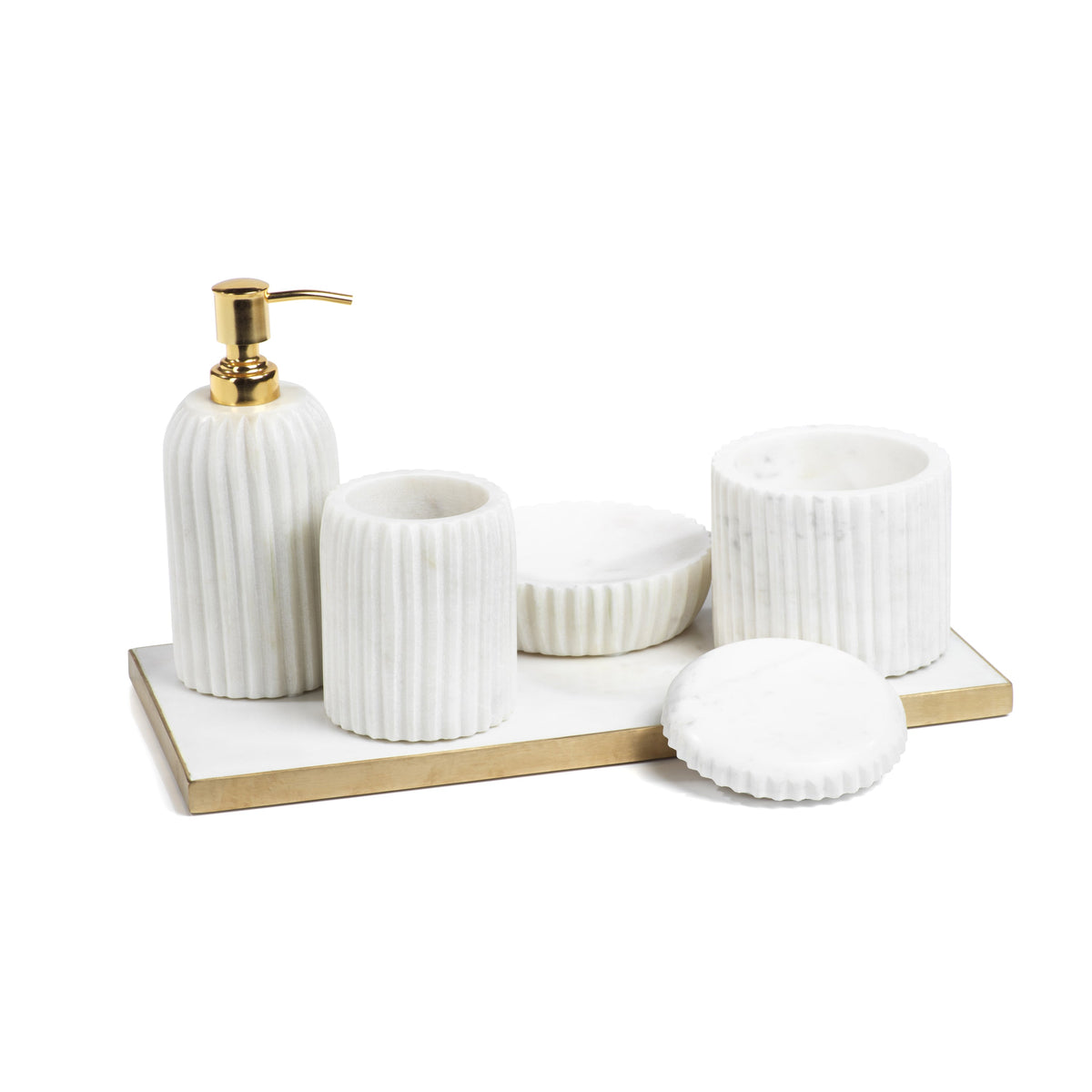 Ivory Marble Vanity Tray - Tray Detail | Bone & Brass