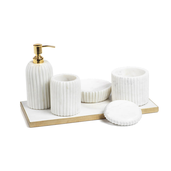 Ivory Marble Vanity Tray - Tray Detail | Bone & Brass