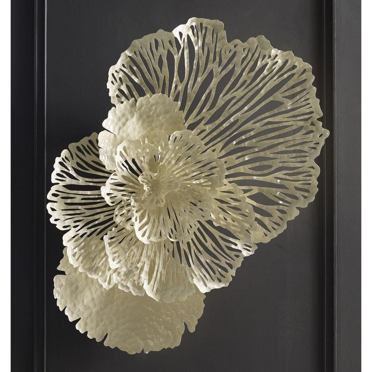 Ivory Metal Flower Wall Art, Medium - Wall Decor Frame Detail | Bone & Brass