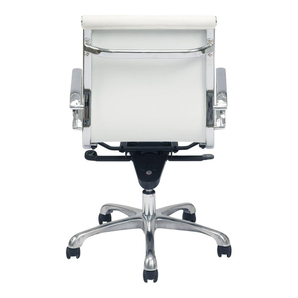 Ivory Vegan Leather Swivel Office Chair - Chair Side View | Bone & Brass