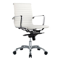 Ivory Vegan Leather Swivel Office Chair | Bone & Brass