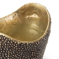 Jack Bowl Brass, a textured, funky bowl with a brass interior and dark patina exterior.
