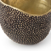 Jack Bowl Brass: textured patina exterior, smooth brass interior, inspired by jackfruit.