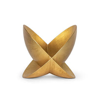 Jaden Gold Leaf decorative object with two intersecting shallow domes, midcentury sculptural design.