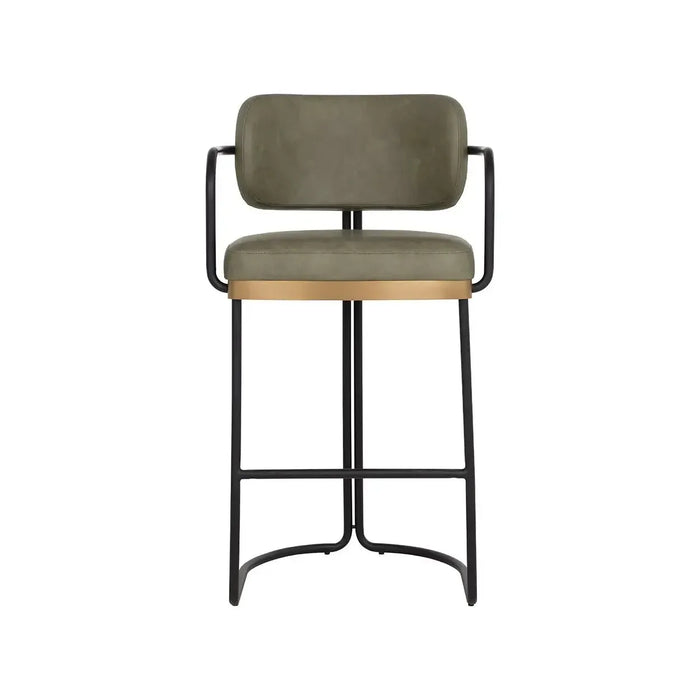 Jalen Pine Green & Brass Barstool - Stool Detail | Bone & Brass