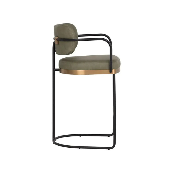 Jalen Pine Green & Brass Barstool - Stool Detail | Bone & Brass