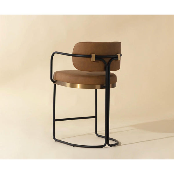 Jalen Counter Stool - Milliken Cognac - Stool Detail | Bone & Brass