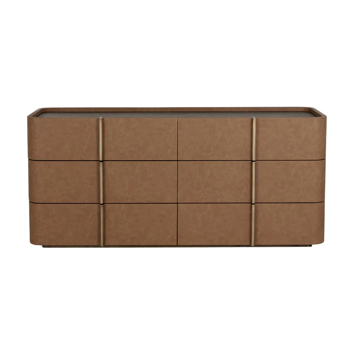 Jamille Cognac Leather 6-Drawer Dresser - Dresser Side View | Bone & Brass