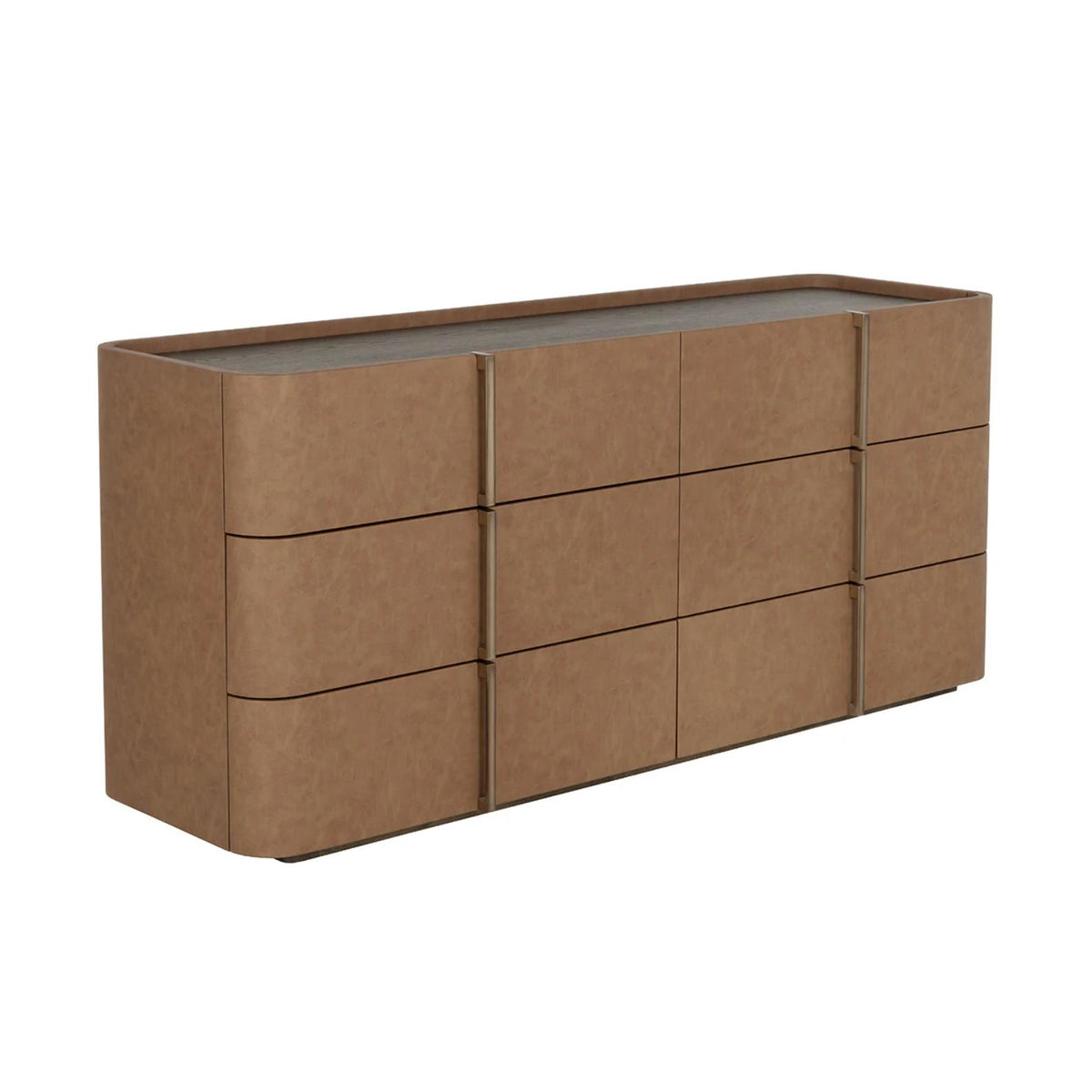 Jamille Cognac Leather 6-Drawer Dresser | Bone & Brass