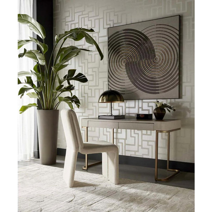 Jamille Cream & Warm Brass Desk - Desk Side View | Bone & Brass