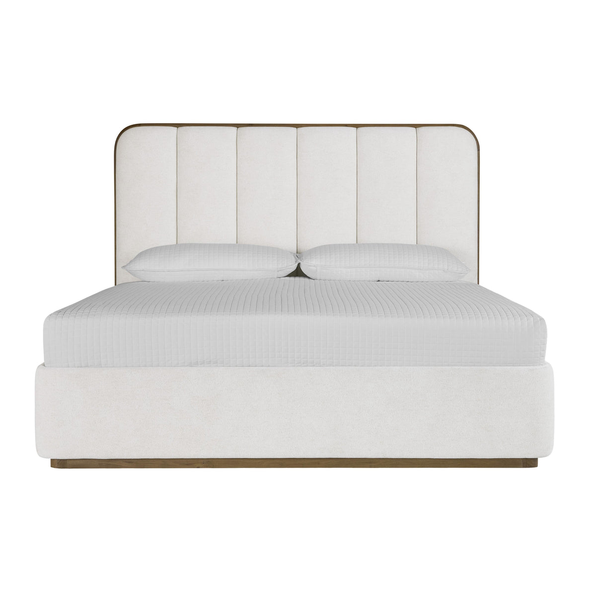 Jamille White Channel Tufted Upholstered Bed - King - Bed Frame Detail | Bone & Brass