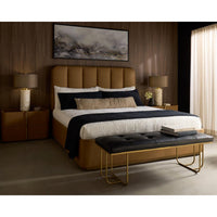Jamille Cognac Leather King Bed - Bed Side View | Bone & Brass
