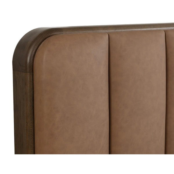Jamille Cognac Leather King Bed - Bed Headboard Detail | Bone & Brass