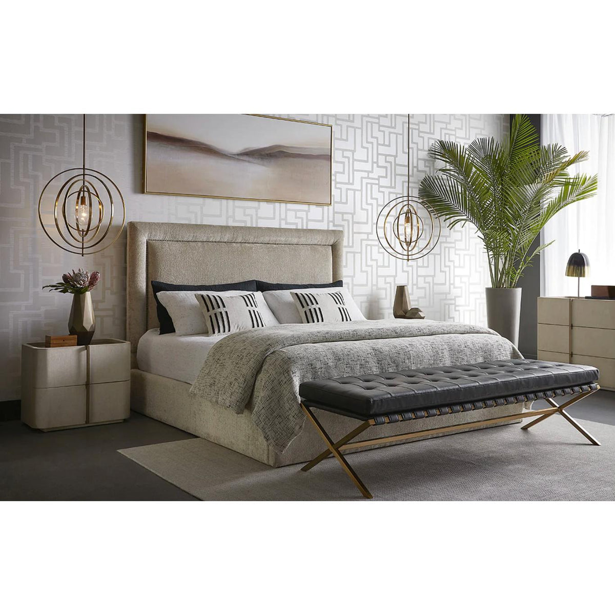 Jamille Cream Nightstand - Nightstand Side View | Bone & Brass