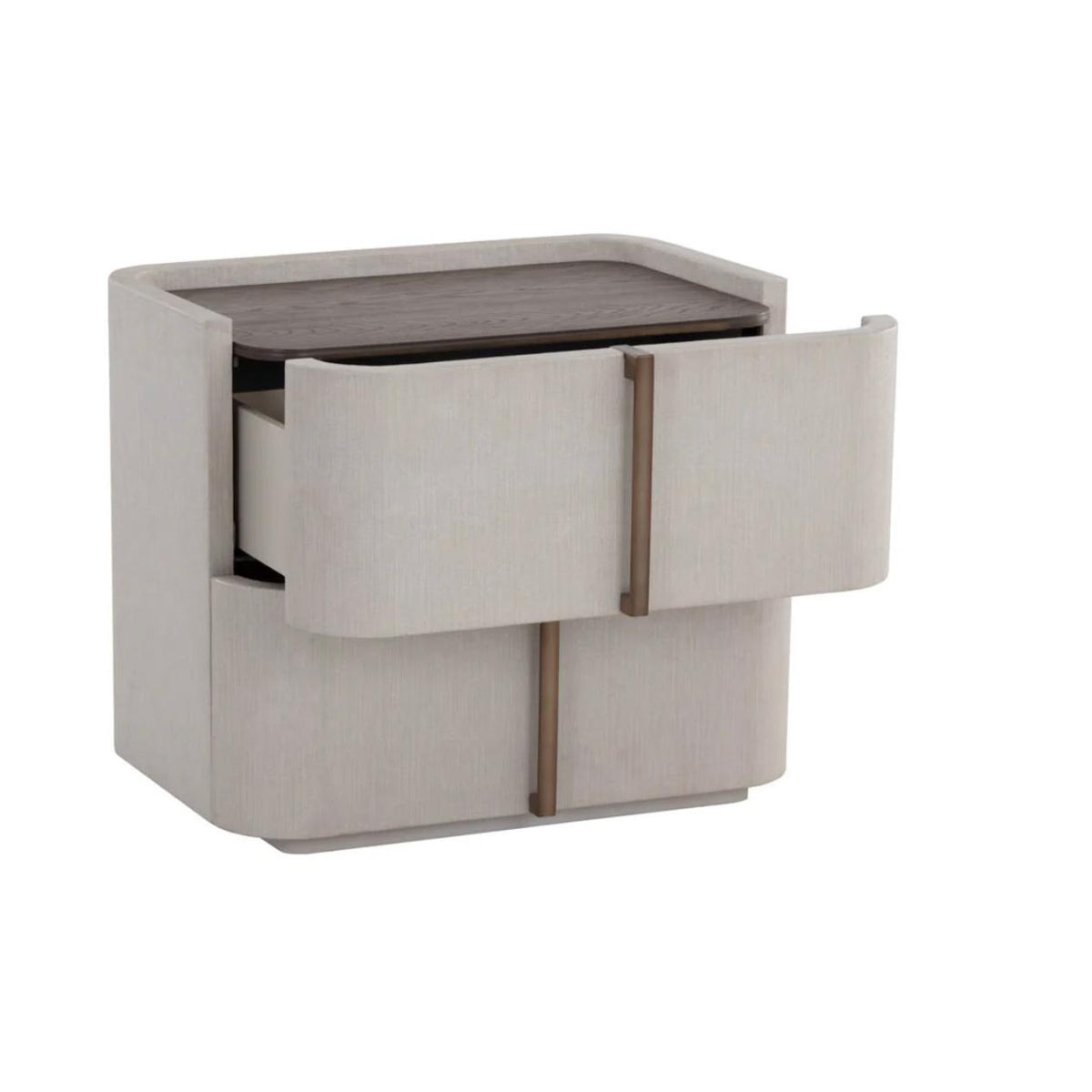 Jamille Cream Nightstand - Nightstand Drawer Detail | Bone & Brass