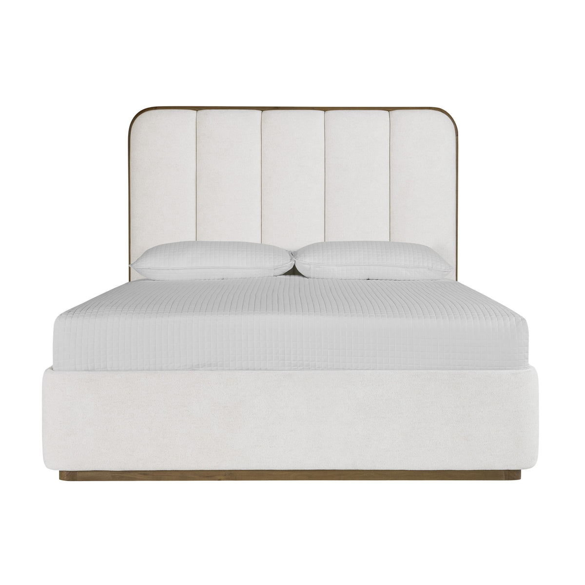 Jamille White Channel Tufted Upholstered Bed - Bed Frame Detail | Bone & Brass