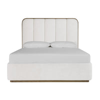 Jamille White Channel Tufted Upholstered Bed - Bed Frame Detail | Bone & Brass