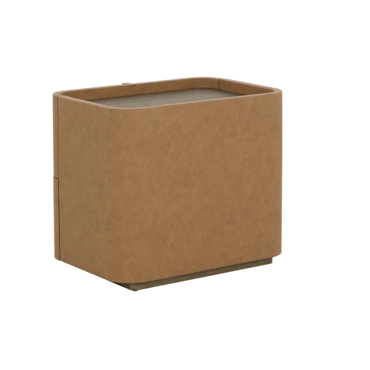 Jamille Cognac Leather Nightstand, Small - Nightstand Top View | Bone & Brass