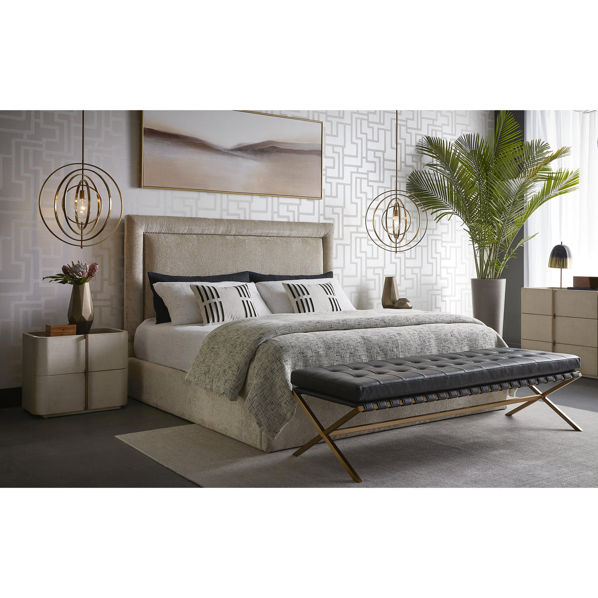 Jamille Cream Nightstand - Nightstand Side View | Bone & Brass