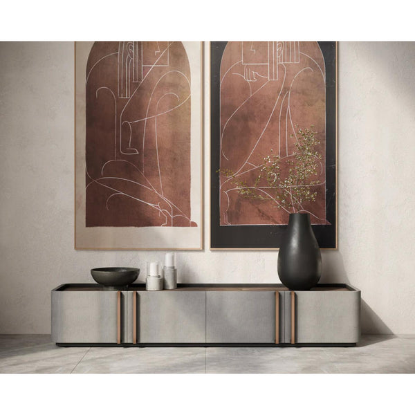 Jamille Cream Media & Storage Cabinet - Sideboard Side View | Bone & Brass