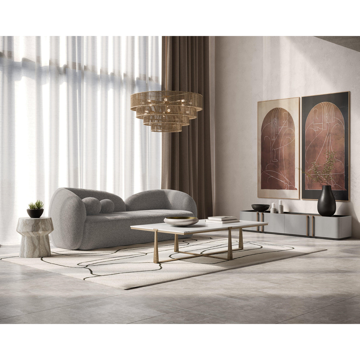 Jamille Cream Media & Storage Cabinet - Sideboard Door Detail | Bone & Brass