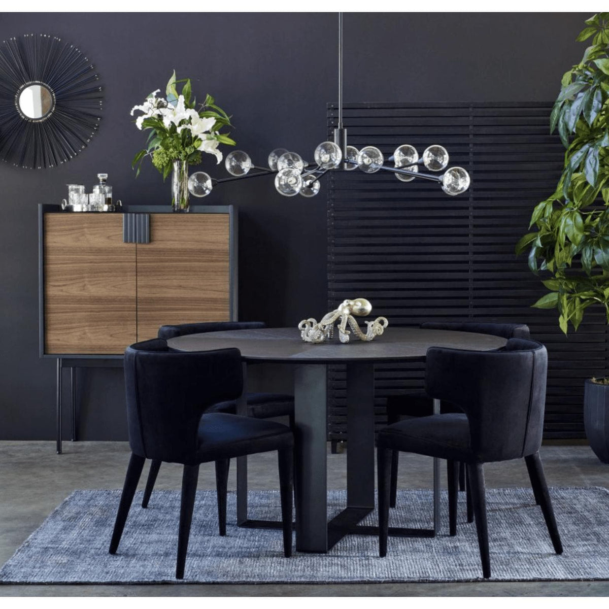 Jennaya Dining Chair Black - Chair Side View | Bone & Brass