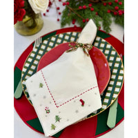 Jolly Days Embroidered Napkins, Set 4 - Napkin Detail | Bone & Brass