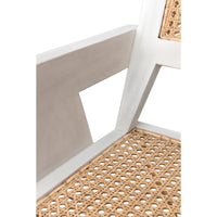 Jude Chair with white wash wood frame and natural caning seat and back.