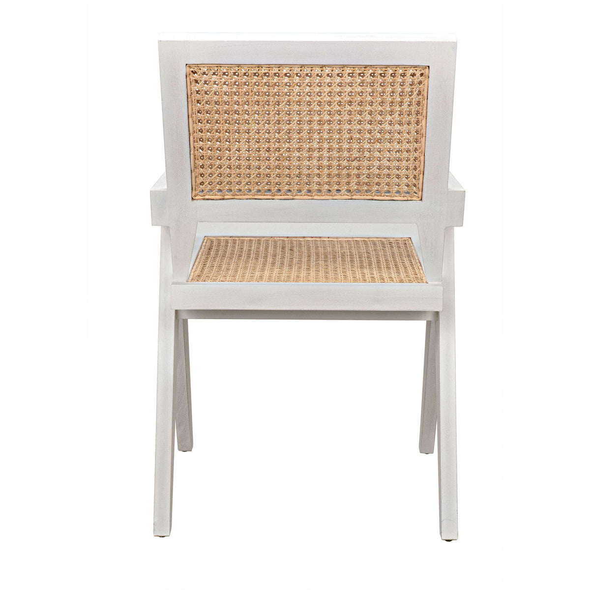 Jude Chair Caning White Wash: White wash wood chair with natural woven cane back and seat.