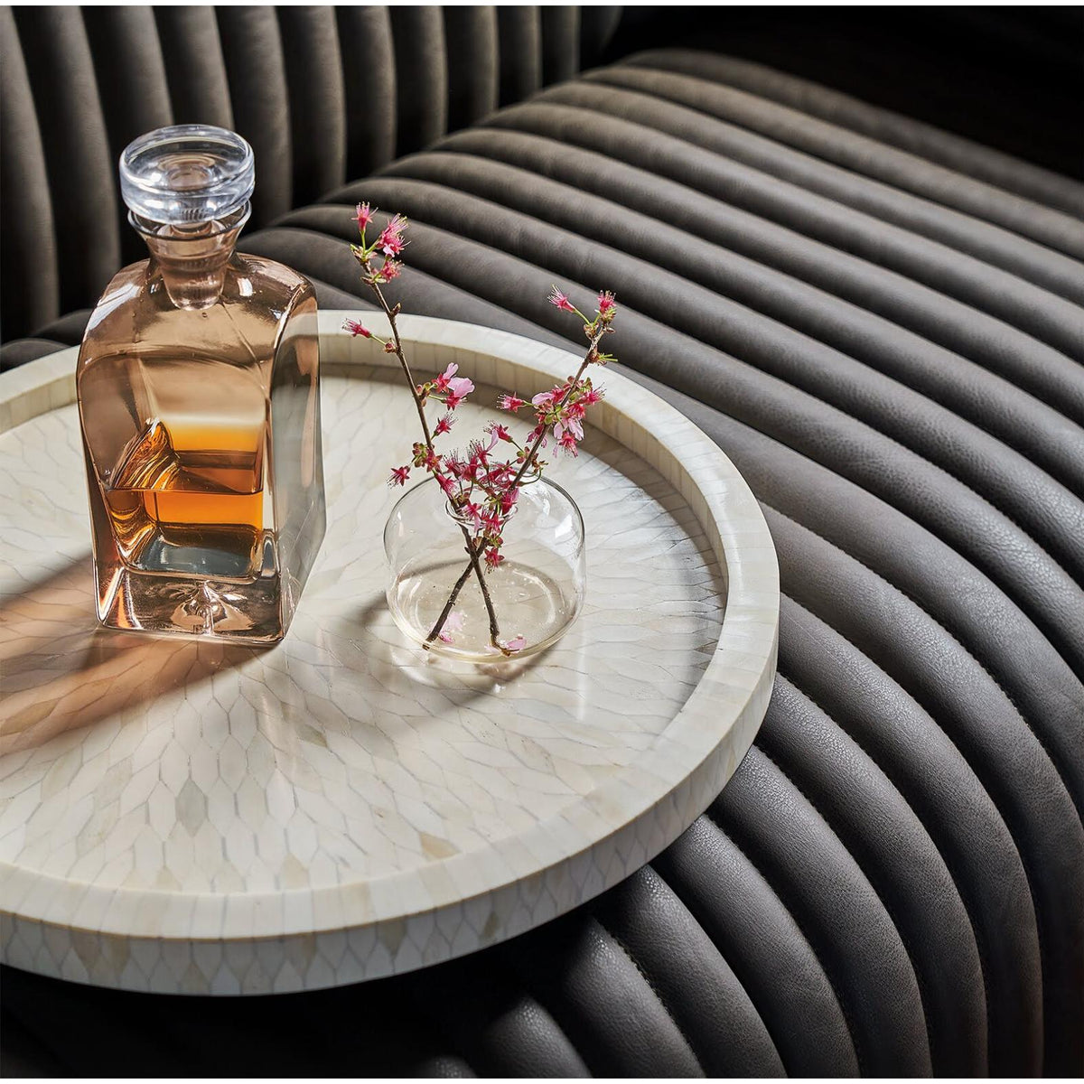 Jullian Round Ivory Bone Tray - Tray Detail | Bone & Brass