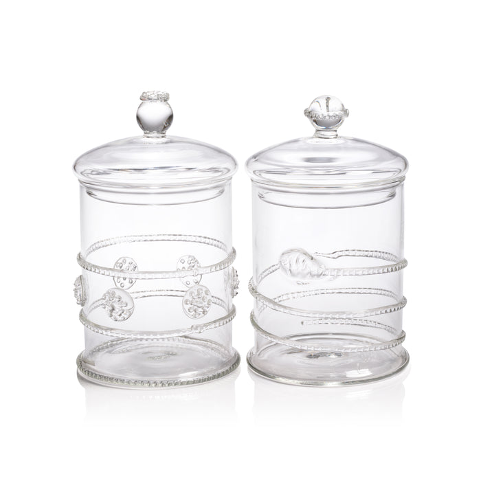 Juliet Lidded Glass Jars, Set of 2 | Bone & Brass