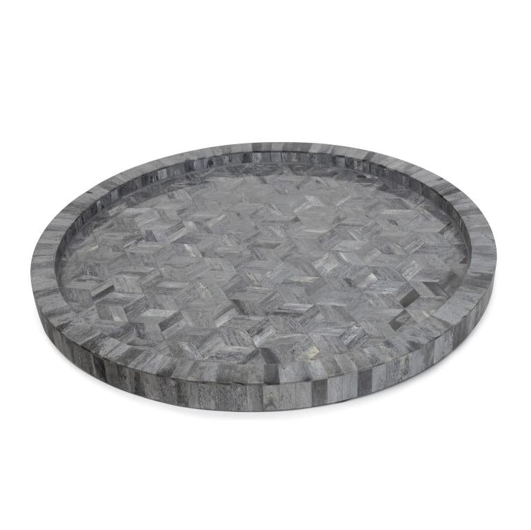 Jullian Round Grey Bone Tray | Bone & Brass