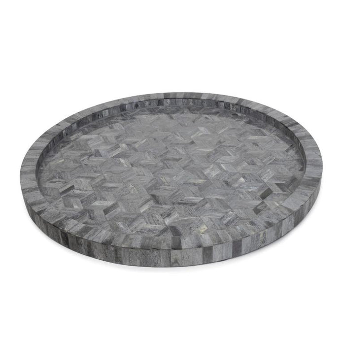 Jullian Round Grey Bone Tray | Bone & Brass