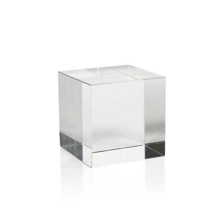 June Crystal Glass Cube Decorative Accessory | Bone & Brass