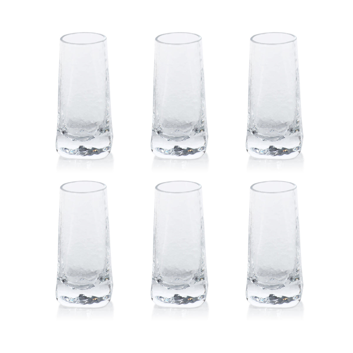 Kaleigh Hammered Shot Glasses, Set of 6 - Glass Side View | Bone & Brass