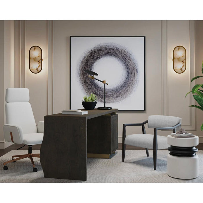 Kalev Chacha Cream & Gold Accent Office Chair - Chair Side View | Bone & Brass