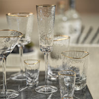 Kamarone Triangular Champagne Flutes Gold Rim, Set of 4 - Glass Stem Detail | Bone & Brass