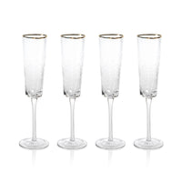 Kamarone Triangular Champagne Flutes Gold Rim, Set of 4 - Glass View | Bone & Brass